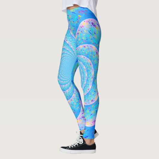 Blue Spiral Funky Abstrakte Leggings (Links)