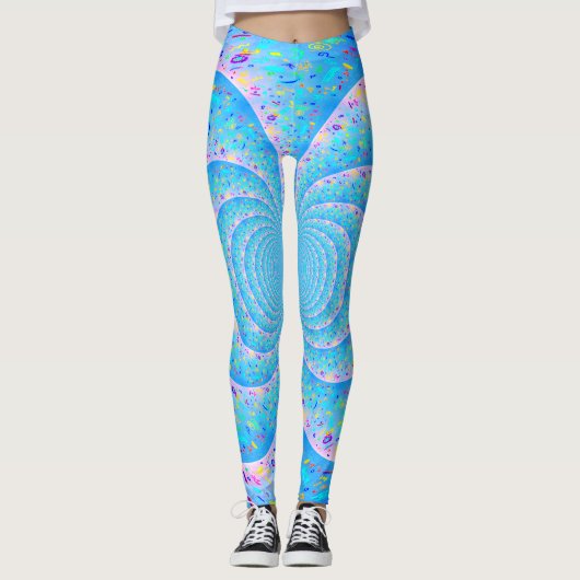 Blue Spiral Funky Abstrakte Leggings (Vorderseite)