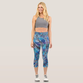 Blue Spiral Gefärbte Krawatte Capri Leggings