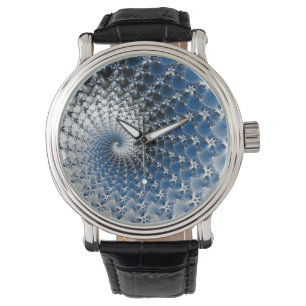 Blue Spiral Watch Vintag Lederband Schwarz Armbanduhr