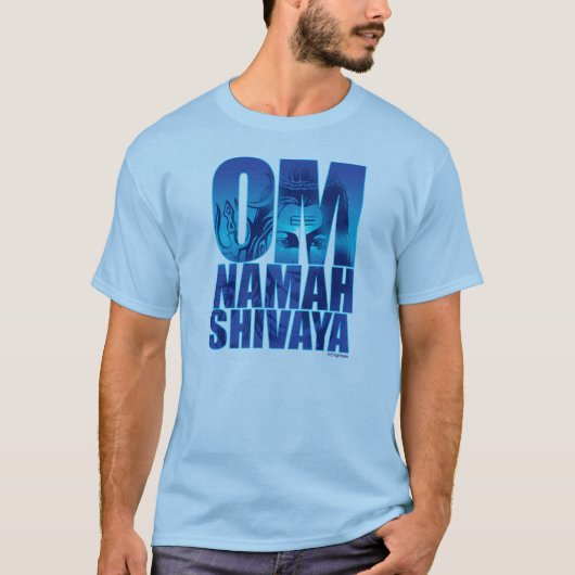 Blue Spiritual Mantra Sanskrit Hindu Shiva T-Shirt (Vorderseite)