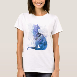 Blue Splash Digital Watercolor Siam Cat 726 T-Shirt