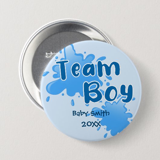 Blue Splash Gender offenbart Team Boy blau Button (Vorne & Hinten)