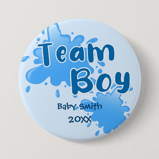 Blue Splash Gender offenbart Team Boy blau Button (Vorderseite)