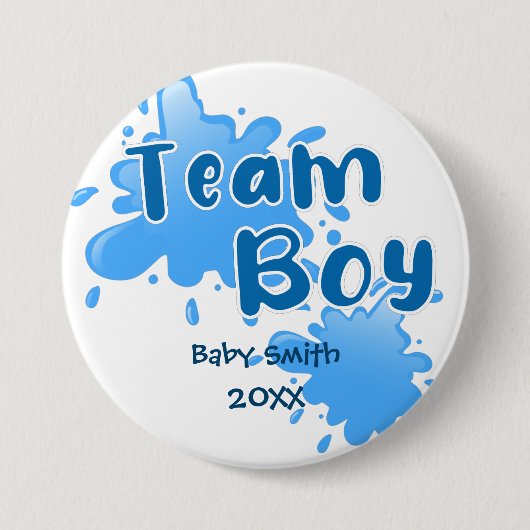 Blue Splash Gender offenbart Team Boy Blue Button (Vorderseite)