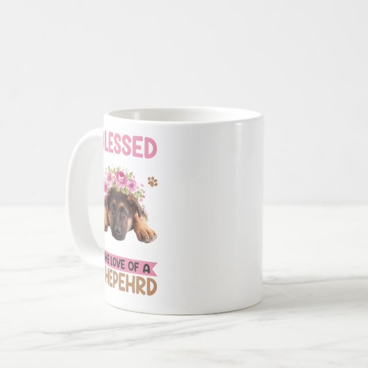 Blue Splash Hipster German Shepard Shepherd. Perfe Kaffeetasse (Vorderseite Links)