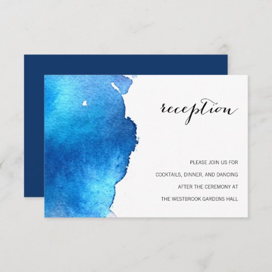 Blue Splash Watercolor Hochzeit Begleitkarte (Vorne/Hinten)