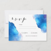 Blue Splash Watercolor Hochzeit RSVP Karte (Vorderseite)