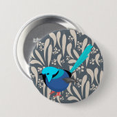 Blue Splendid Fairy Wren Button (Vorne & Hinten)