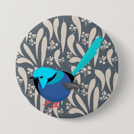 Blue Splendid Fairy Wren Button (Vorderseite)