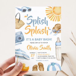 Blue Splish Splash Baby Dusche Einladung