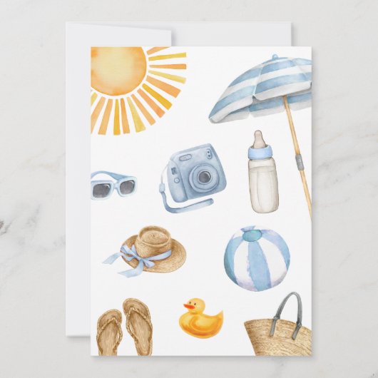 Blue Splish Splash Baby Dusche Einladung (Rückseite)