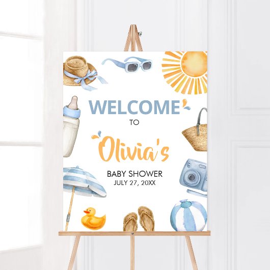Blue Splish Splash Baby Dusche Empfang Poster