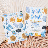 Blue Splish Splash Beach Bash Birthday Einladung