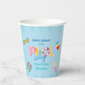 Blue Splish Splash Kindergeburtstag Pool Party Pappbecher (Vorderseite)