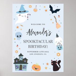 Blue Spooky Geburtstag Begrüßungszeichen Poster