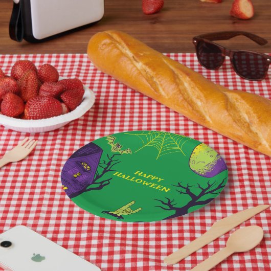 Blue Spooky Halloween-Party Pappteller (Picknick)