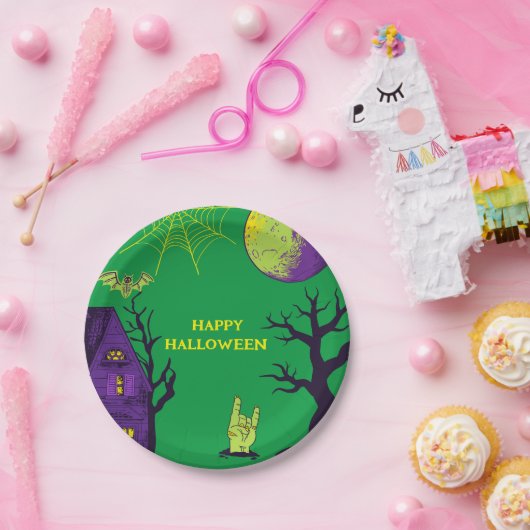 Blue Spooky Halloween-Party Pappteller (Party)