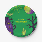 Blue Spooky Halloween-Party Pappteller (Vorderseite)