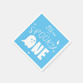 Blue Spooky One Ghost Boys erster Geburtstag Serviette (Ecke)