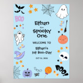 Blue Spooky One Halloween 1. Geburtstag Willkommen Poster (Vorne)