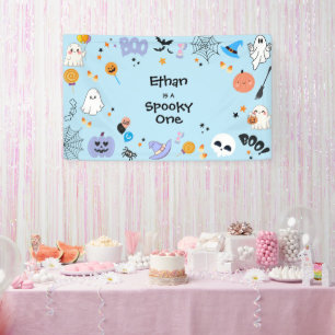 Blue Spooky One Niedlich Ghost Halloween 1. Geburt Banner