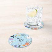 Blue Spooky One Niedlich Ghost Halloween 1. Geburt Runder Pappuntersetzer (Vor Ort)