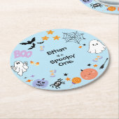 Blue Spooky One Niedlich Ghost Halloween 1. Geburt Runder Pappuntersetzer (Angewinkelt)