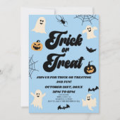 Blue Spooky Trick oder Treat Halloween-Party Einladung (Vorderseite)