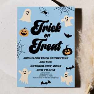 Blue Spooky Trick oder Treat Halloween-Party Einladung