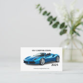 Blue Sport Car Pocket Kalender 2025 Visitenkarte (Stehend Vorderseite)