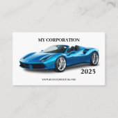Blue Sport Car Pocket Kalender 2025 Visitenkarte (Vorderseite)