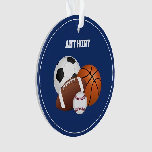 Blue Sports Custom Ornament (Vorderseite)