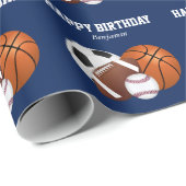 Blue Sports Geburtstag Geschenkpapier (Rolleneckpunkt)