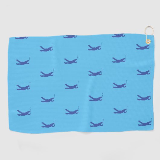 Blue Sports Golfer Silhouette Golf Handtuch (Horizontal)