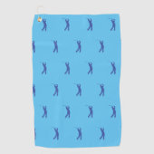 Blue Sports Golfer Silhouette Golf Handtuch (Vorderseite)