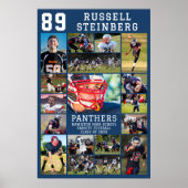 Blue Sports Senior Graduation 18 Photo Collage Poster (Vorne)