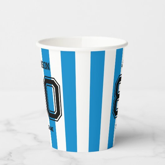 Blue Sports Team Individuelle Name Number Team Gam Pappbecher (Links)