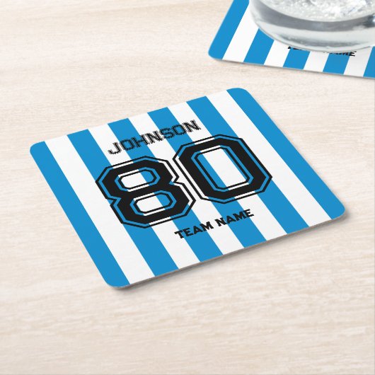 Blue Sports Team Individuelle Name Number Team Gam Rechteckiger Pappuntersetzer (angewinkelt)