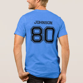 Blue Sports Team Individuelle Name, Number, Team R Tri-Blend Shirt