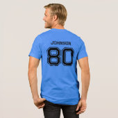 Blue Sports Team Individuelle Name, Number, Team R Tri-Blend Shirt (Rückseite voll)