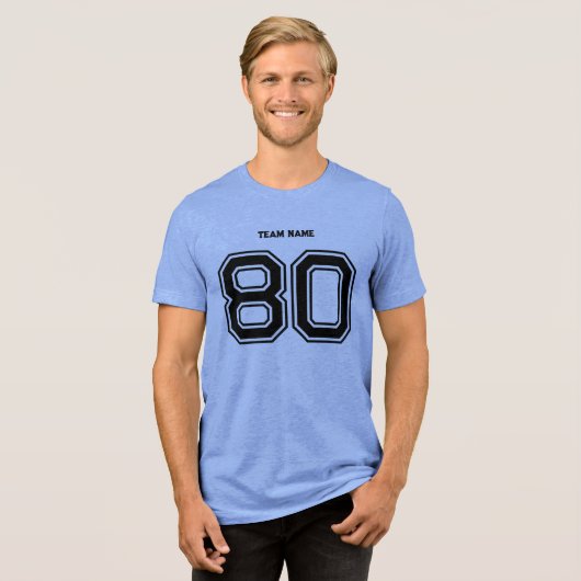 Blue Sports Team Individuelle Name, Number, Team R Tri-Blend Shirt (Vorderseite voll)
