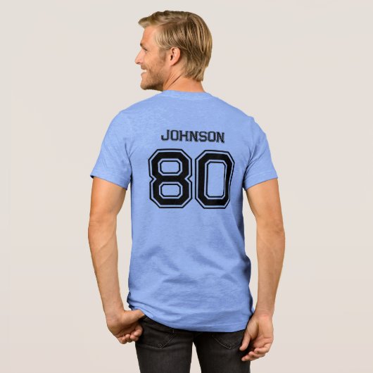 Blue Sports Team Individuelle Name, Number, Team R Tri-Blend Shirt (Rückseite voll)