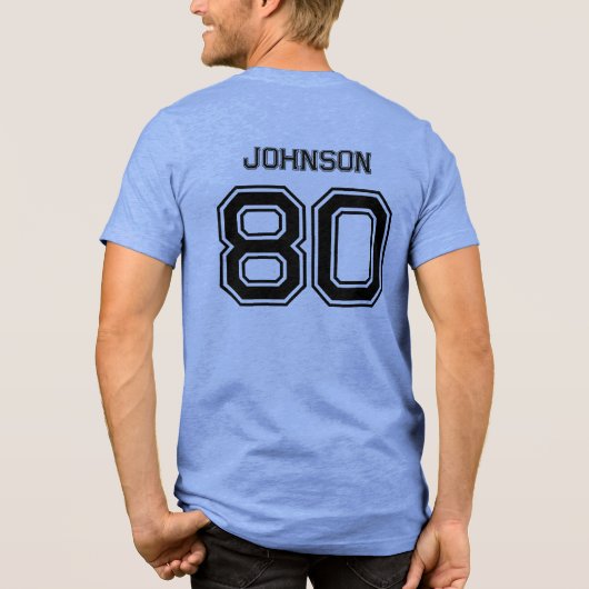 Blue Sports Team Individuelle Name, Number, Team R Tri-Blend Shirt (Rückseite)