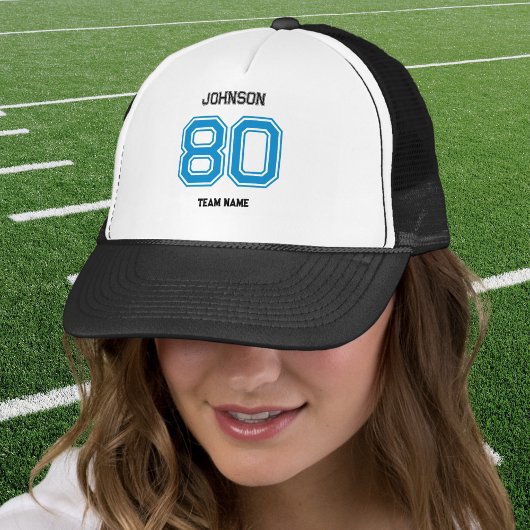 Blue Sports Team Individuelle Name, Nummer, Team B Truckerkappe