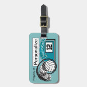 Blue Sporty Volleyball 🏐 Gepäckanhänger (Vorderseite vertikal)