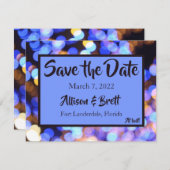Blue Spot Lights Save the Date Card (Vorne/Hinten)