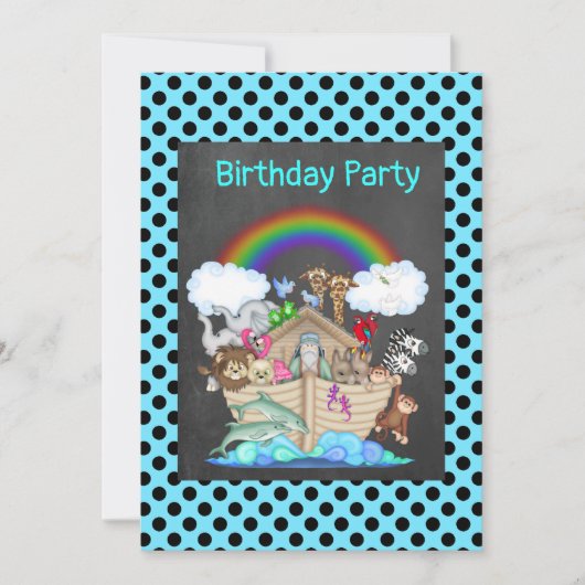 Blue SPOT NOAHS ARK Tiertier-Party Einladung (Vorderseite)