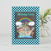 Blue SPOT NOAHS ARK Tiertier-Party Einladung (Stehend Vorderseite)
