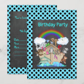 Blue SPOT NOAHS ARK Tiertier-Party Einladung (Vorne/Hinten)